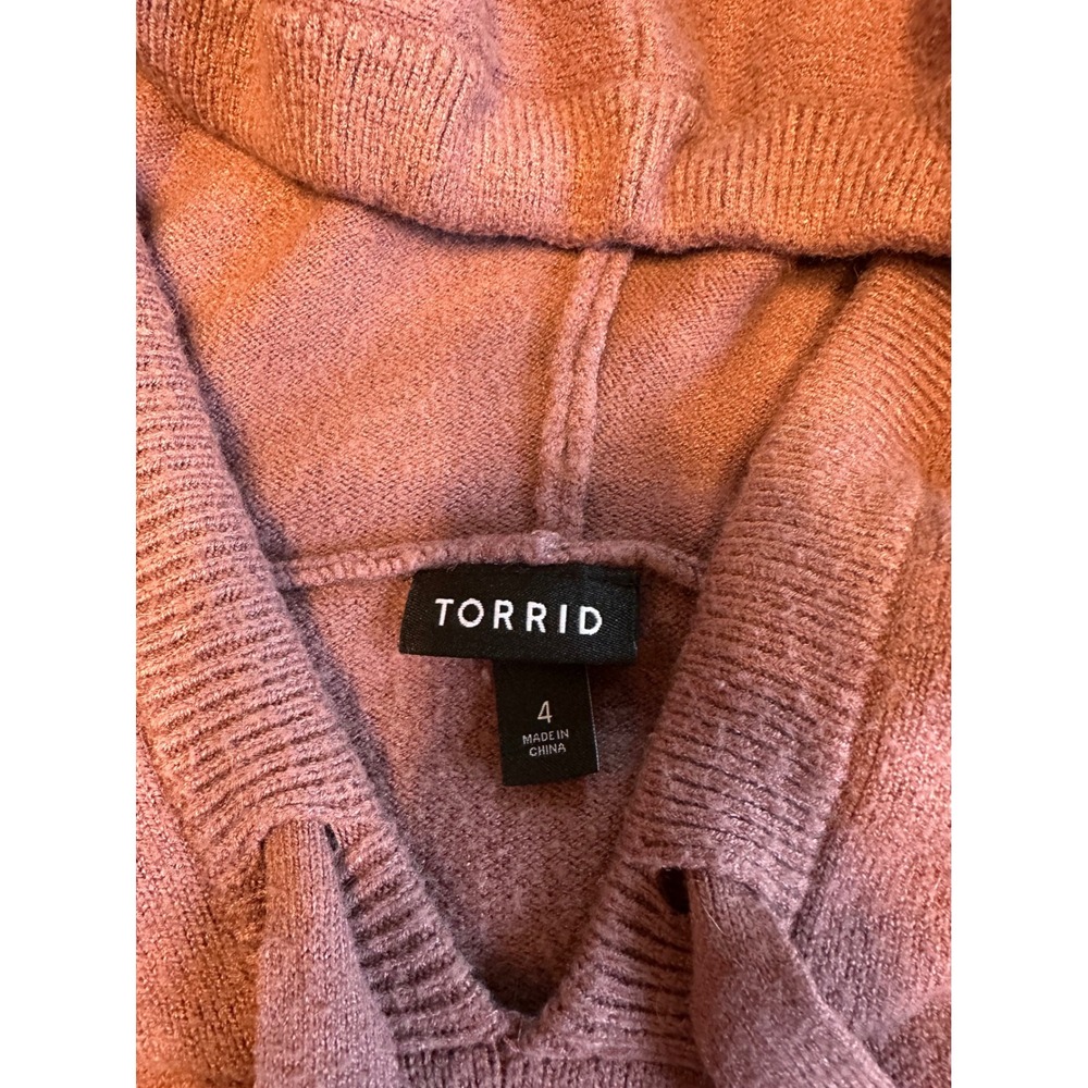 Torrid Sweater Hoodie Womens 4 Rosewood Knit Pullover Long Sleeve Oversized - Picture 5 of 6